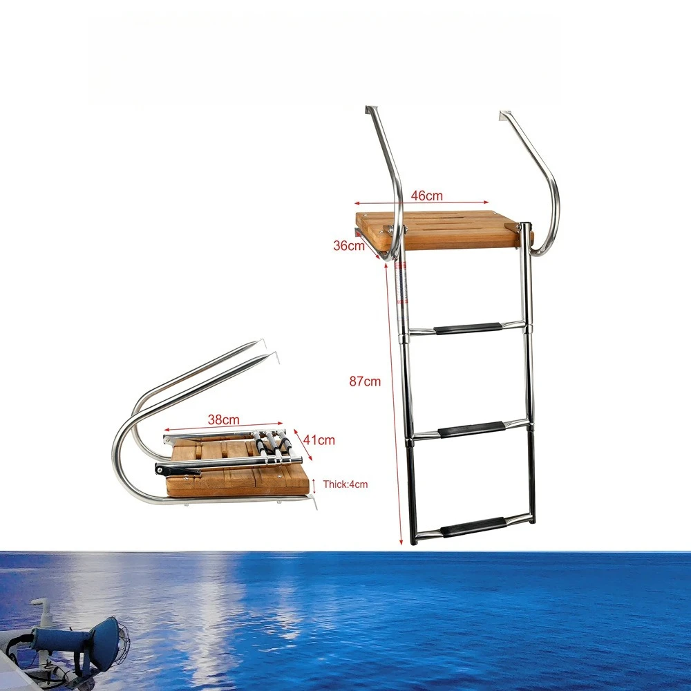 Teak diving board, stainless steel water ladder, ladder, yacht stainless steel and marine hardware accessories