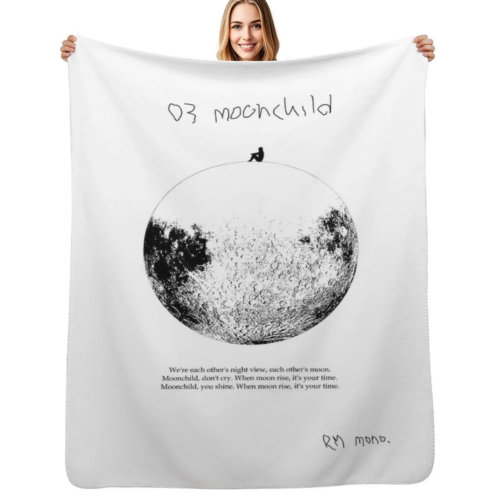 

RM Mono. - Moonchild Throw Blanket Sofa Quilt for sofa Personalized Gift Plaid on the sofa Blankets