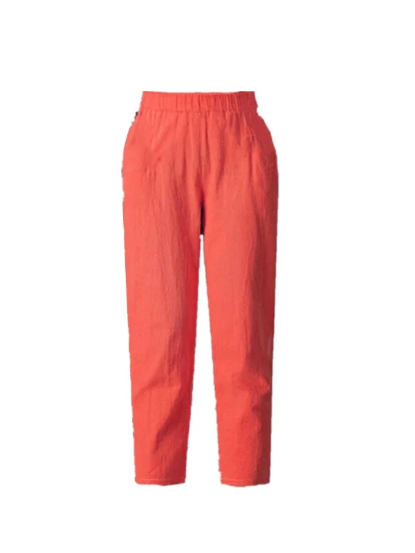 فضفاض مرونة الخصر القطن الكتان هارلان السراويل الكورية Sle تخفيف Faion منتصف العمر أمي الصيف سراويل تقليدية تسع نقاط السراويل #5