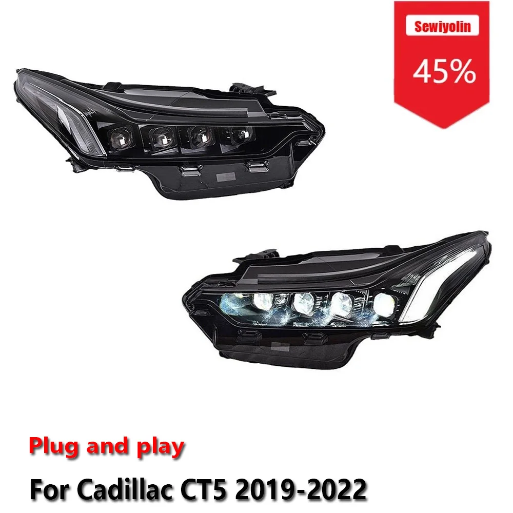 

Sewiyolin Car LED Headlight Assemblies For Cadillac CT5 2019-2022 Fog DRL Brake Turn Signal Lamp Plug and Play