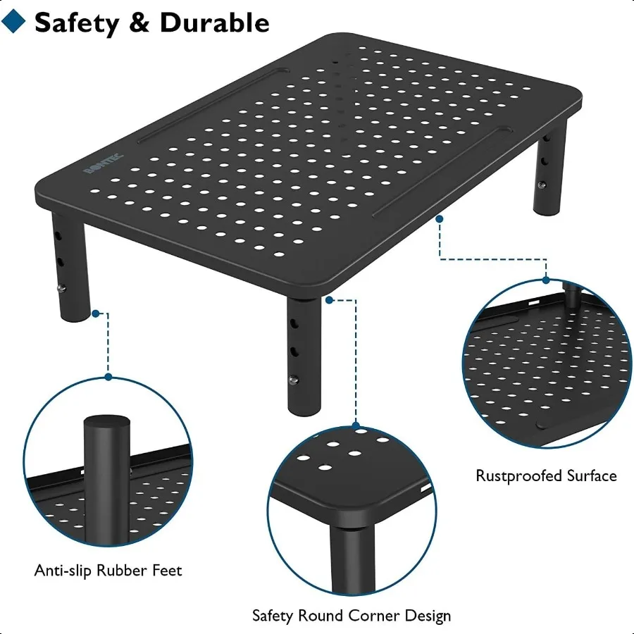 2個パック、3段階高さ調整可能なモニタースタンドライザー、ペンホルダー付き、人間工学に基づいたメタル製ノートパソコンスタンド、ケーブル管理機能付きデスクトップスタンド