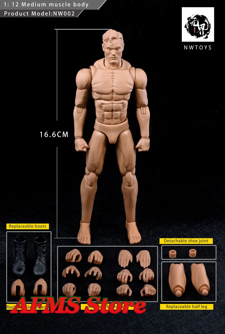 NwToys 1/12 Nw02 Men Soldier Medium Muscle Body Super Flexible Military Combat Joint Dolls 16.6Cm Painting Anime Action Figure