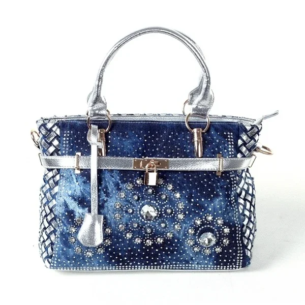 

Denim Women Purse Handbag Jeans Tote Shoulder Bags Fashion Crystal Diamond Bag Crossbody bag