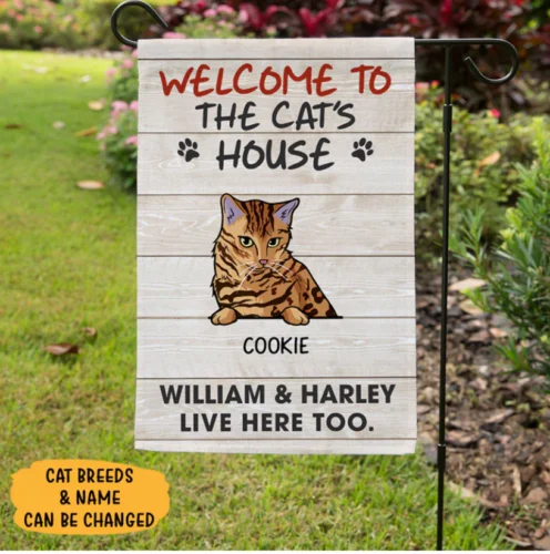 Welcome To The Cat House, Custom Flags, Personalized Cat Decorative Garden Flag,