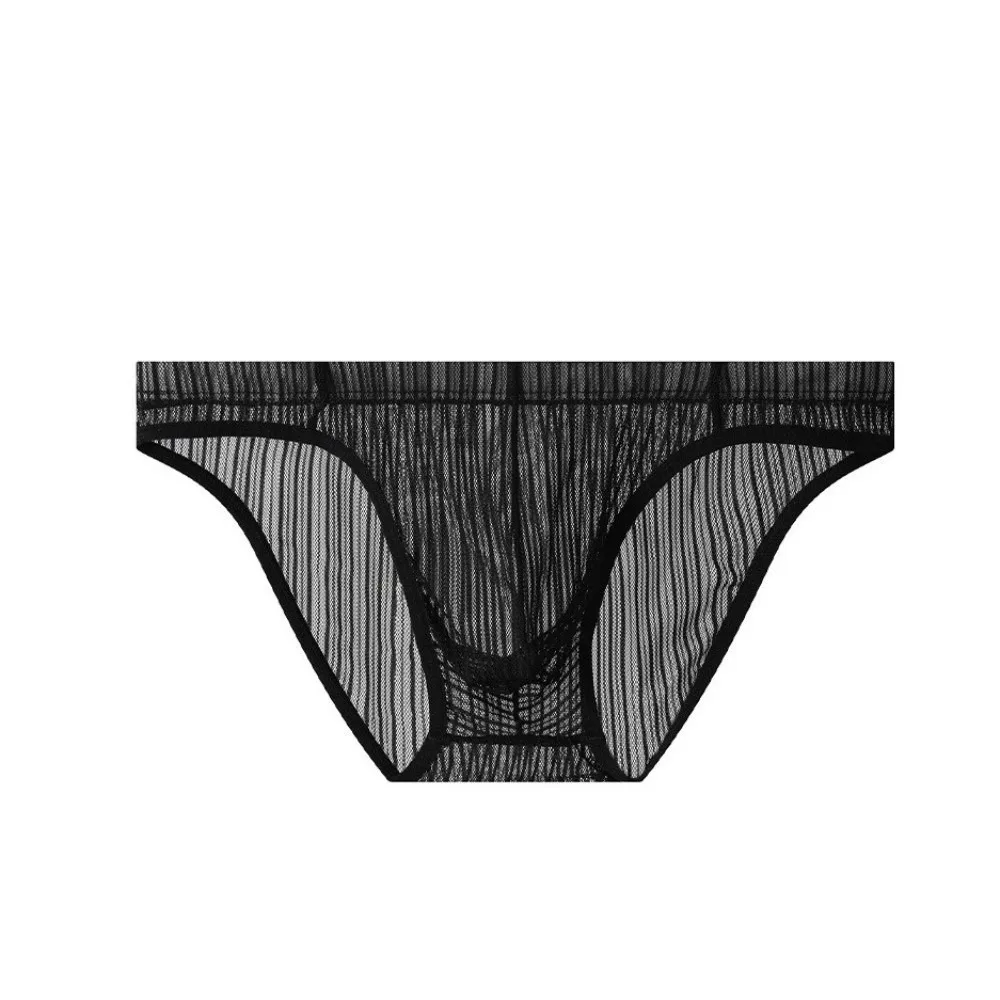 Comfortable Lingerie Men's Triangle Panties Mesh Breathable Men Thin Briefs Large Size Mid Waist Transparent Briefs Male
