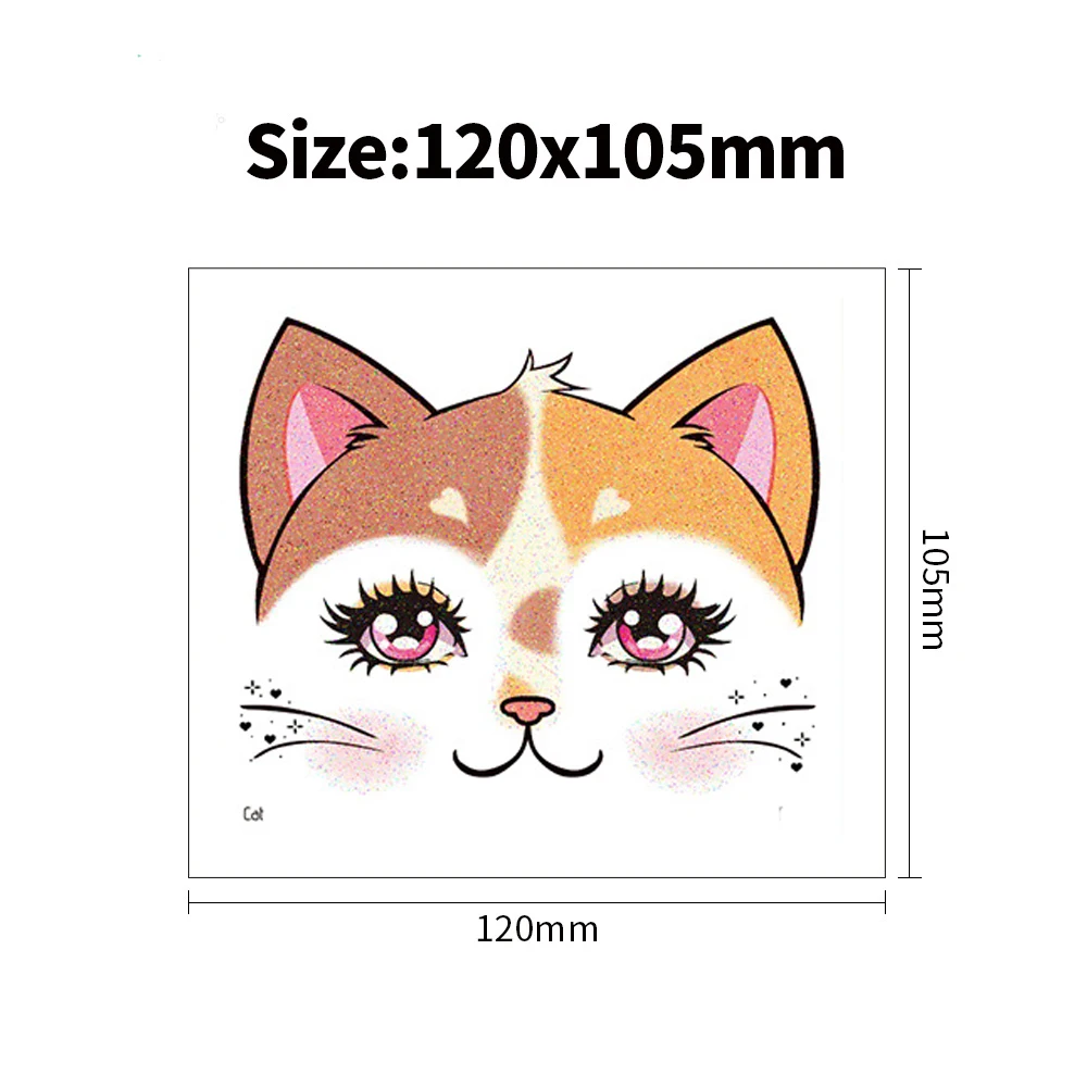 Tattoo Stickers Cat Leopard Animal Flash Pink Face Patch for Men Women Children Temporary Waterproof Party Makeup Body Art