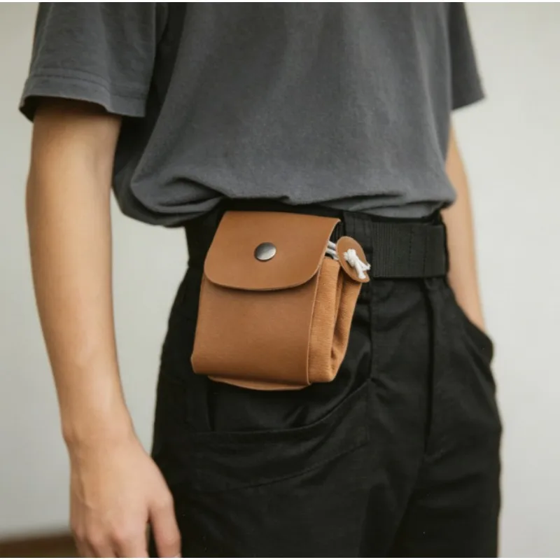 

Outdoor Foraging Pouch Waist-Hung Belt Pouch Drawstring Foldable Canvas Storage Bag for Wild Berry & Mushroom