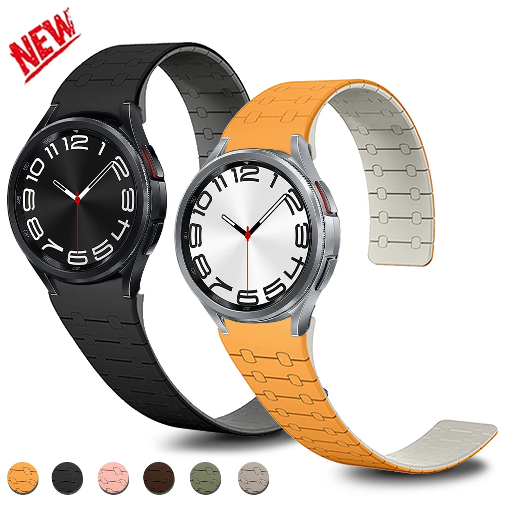 سيليكون بدون ثغرات للساعة ، سوار مغناطيسي للساعة 5 برو ، حلقة رياضية ، كلاسيكية ، سامسونج جالاكسي 6 ، 44 ، 40 ، 45 ، 47 ، 43 حزام