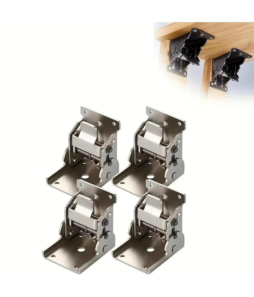 

The new heavy-duty folding bracket with 90-degree self-locking hinges for table legs and ledges, 330 pounds per piece