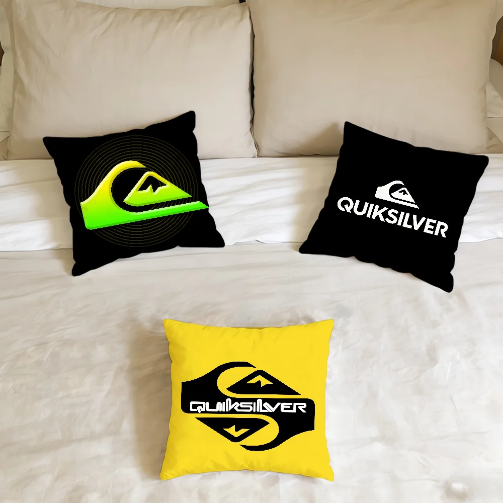 Funda de cojín con logotipo moderno Q-Quiksilver-ES, regalos de cumpleaños y aniversario para el hogar y la oficina, funda de cojín suave y agradable para la piel