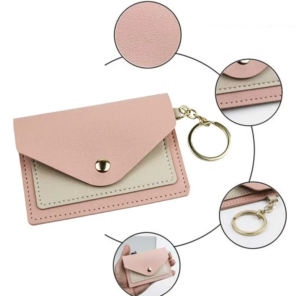 Fashion With Keychain Business Card Cover Coin Pocket Student Coin Purse Slim Wallet ID Card Holders Korean Style Card Holder