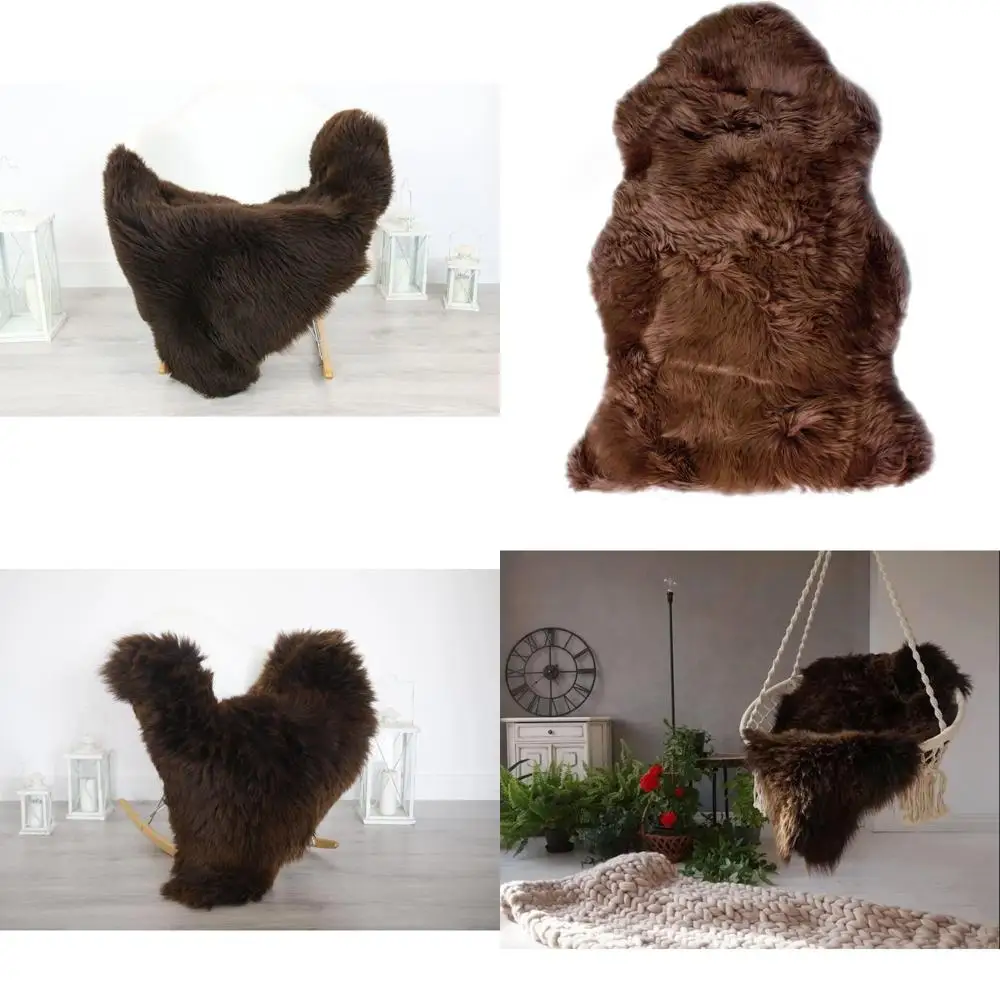 

Authentic Australian Sheepskin Rug - Luxurious Brown Fluffy Lamb Fur for Home & Kids, Sofa, Chair, Pet Mat, 2x3 ft