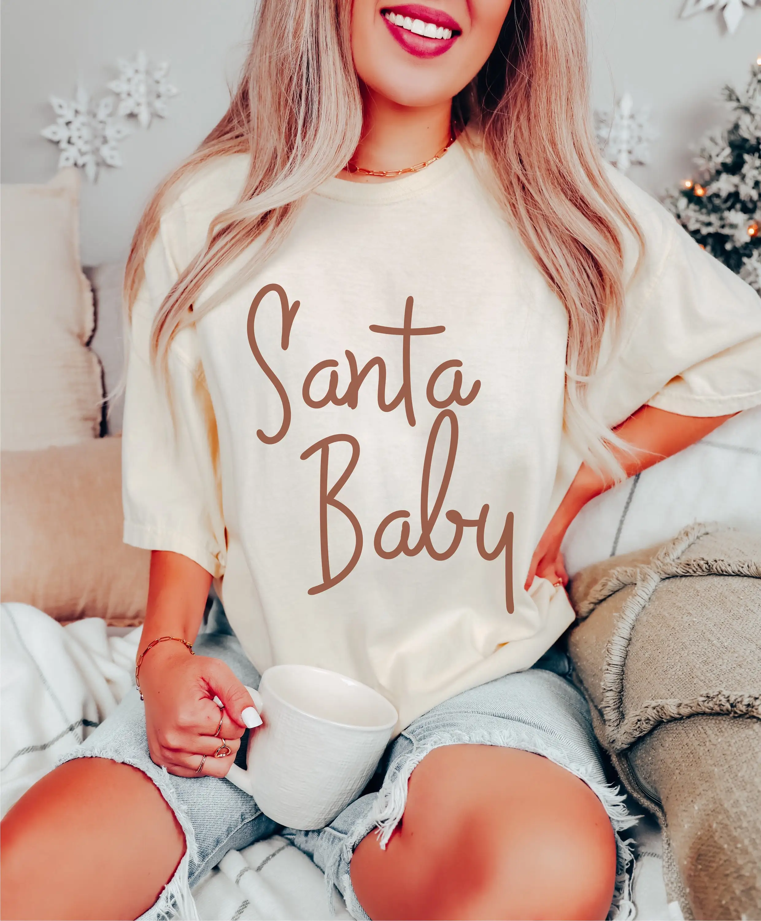 Santa Baby T Shirt Comfort Colors Christmas Mom Jolly Merry Gift Moms