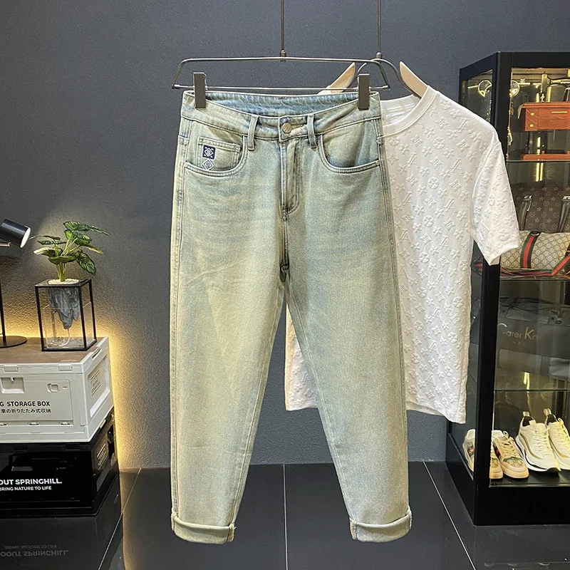 Vintage Jeans Heren Lente 2024 Nieuwe Modemerk Micro Cone Skinny En Volledig Bijpassende Casual Kokerbroek Lange Broek