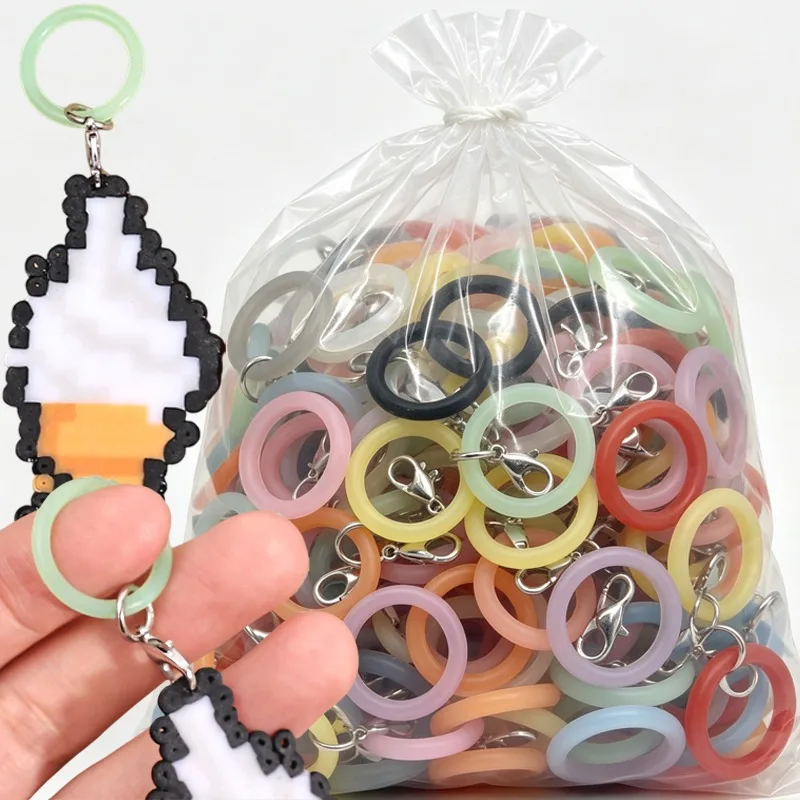 Colorful Clear O‑Shaped Silicone Keyring Flexible Rubber Keychain Connector Loop DIY Jewelry Making Accessory Bag Charm Supplies