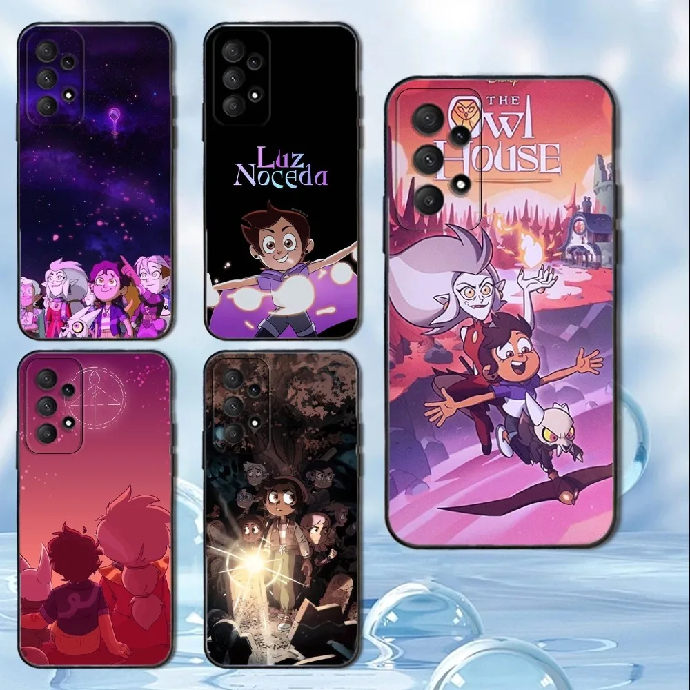 

Cartoon The O-Owl H-House Phone Case For Samsung Galaxy A13,A21s,A22,A31,A32,A52,A53,A71,A80, Soft Black Cover