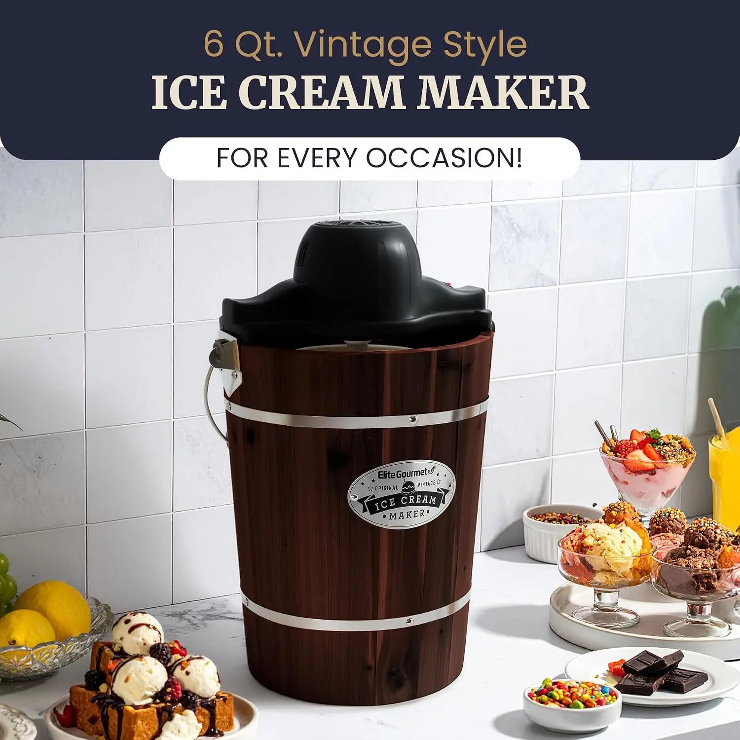 Old Fashioned Walnut Wood Bucket Ice Cream Maker Appalachian Style Uses Ice Rock Salt Churn Classic Homemade Gatherings Family D