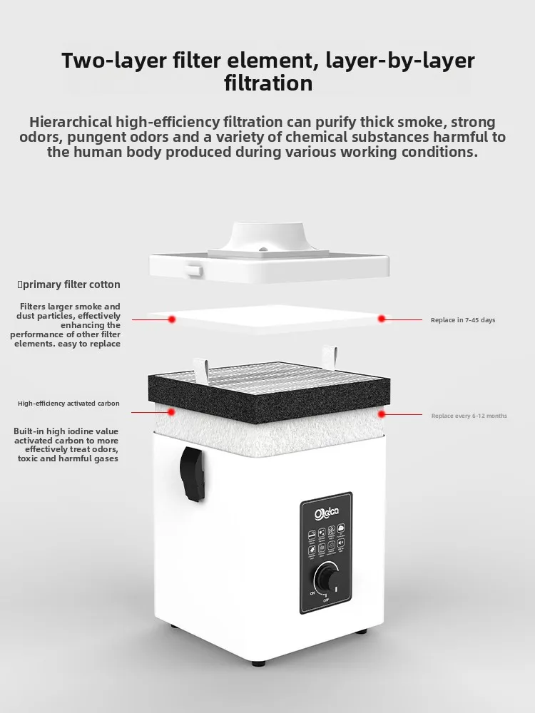 Desktop Fume Extractor with 3-Stage HEPA Filter 80-180m³/h Brushless Motor for Soldering