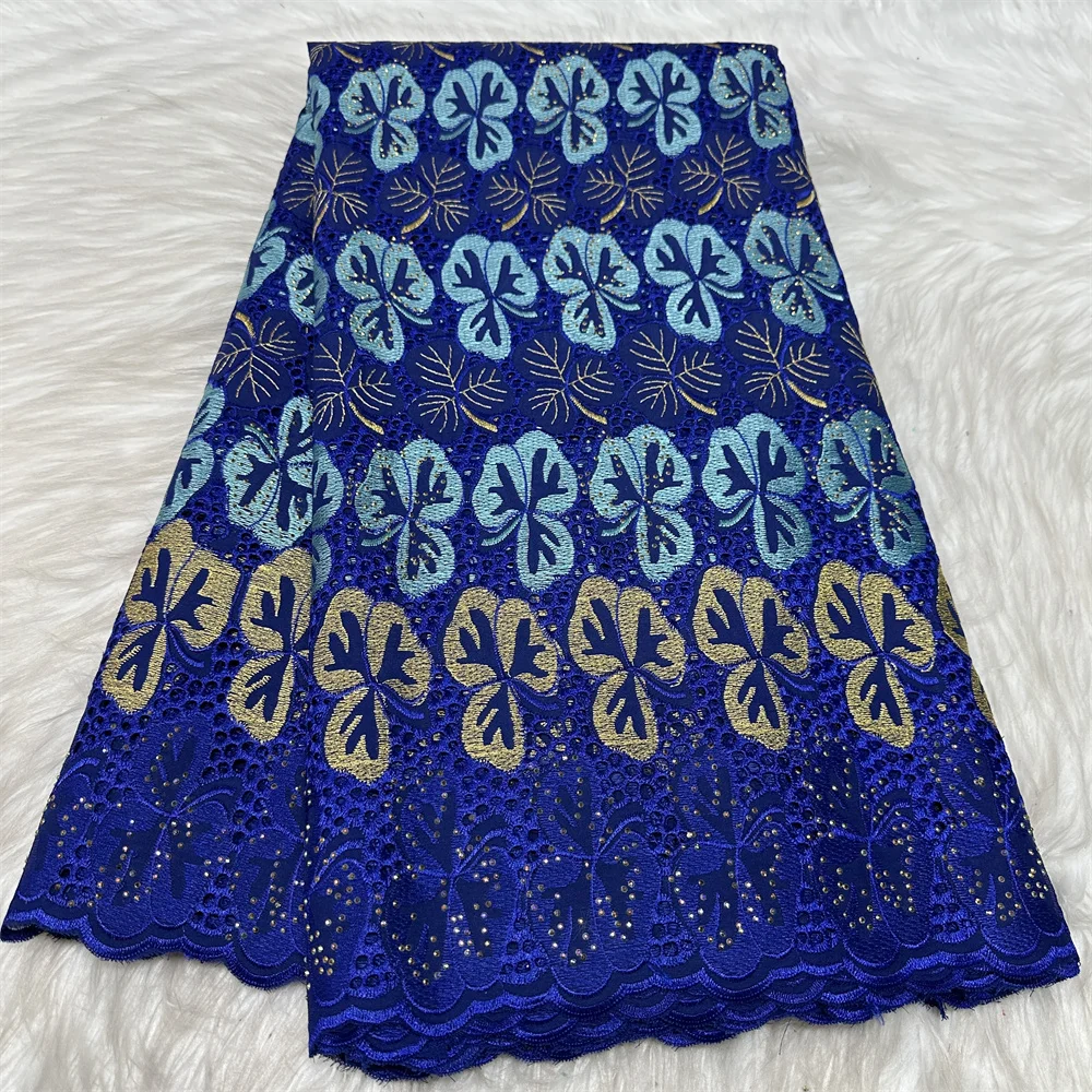 

Swiss Lace Fabric with Rhinestones, Cotton Tissue, Nigerian and African Lace Embroidery, 2023 Latest