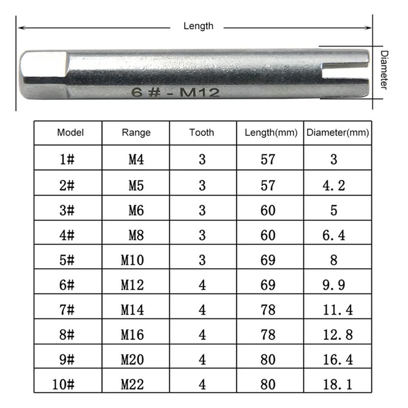 AT43-M4-M22 나사탭 추출기 세트 10개입 파손된 헤드 수동 나사 카운터 태핑 도구