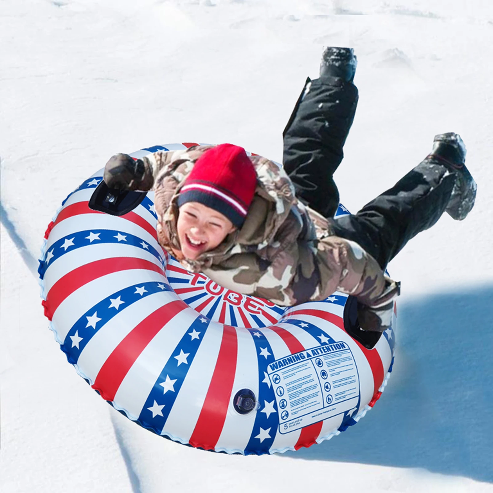 Inflatable Ski Ring PVC Sledding Tube Thicken Snow Tubing Winter  Tube with Handle Inflatable  Snow  Tube for Adults