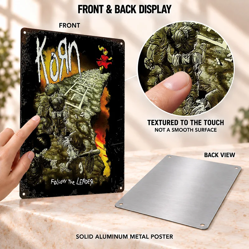 Korn Textured Metal Posters Aggressive Stage Design Collector Room Wall Art Personalized Aluminum Sign Thoughtful Fan Keepsake
