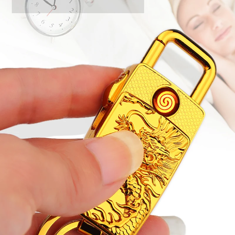 Charging men's multifunctional creative pendant USB electronic waist buckle windproof personalized keychain lighter