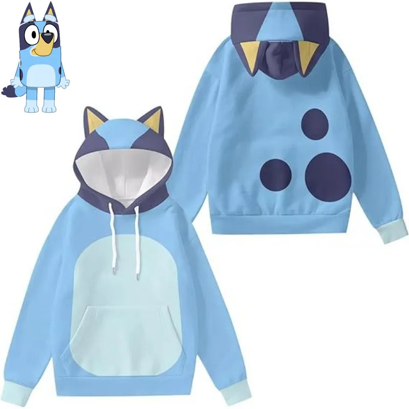 

Новый стиль Bluey Аниме Мультфильм Креативная 3D толстовка с ушками Косплей Повседневная милая толстовка с капюшоном Популярные милые толстовки для мальчиков и девочек