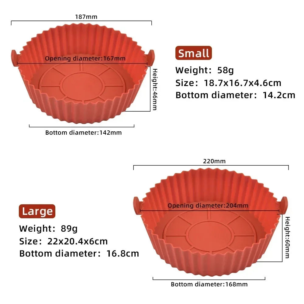 Silicone Basket Pot Tray Airfryer Liner For Air Fryer Reusable Container Accessories Pan Baking Mold Canister Shape Protector