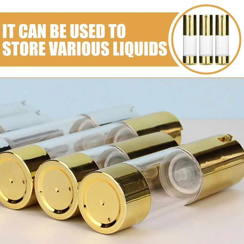 3PCS Oro Airless Pompa Bottiglia di Lozione 50ml Formato di Viaggio Vuoto Design Contenitore Idratante Fondotinta Olio Bottiglia Riutilizzabile U