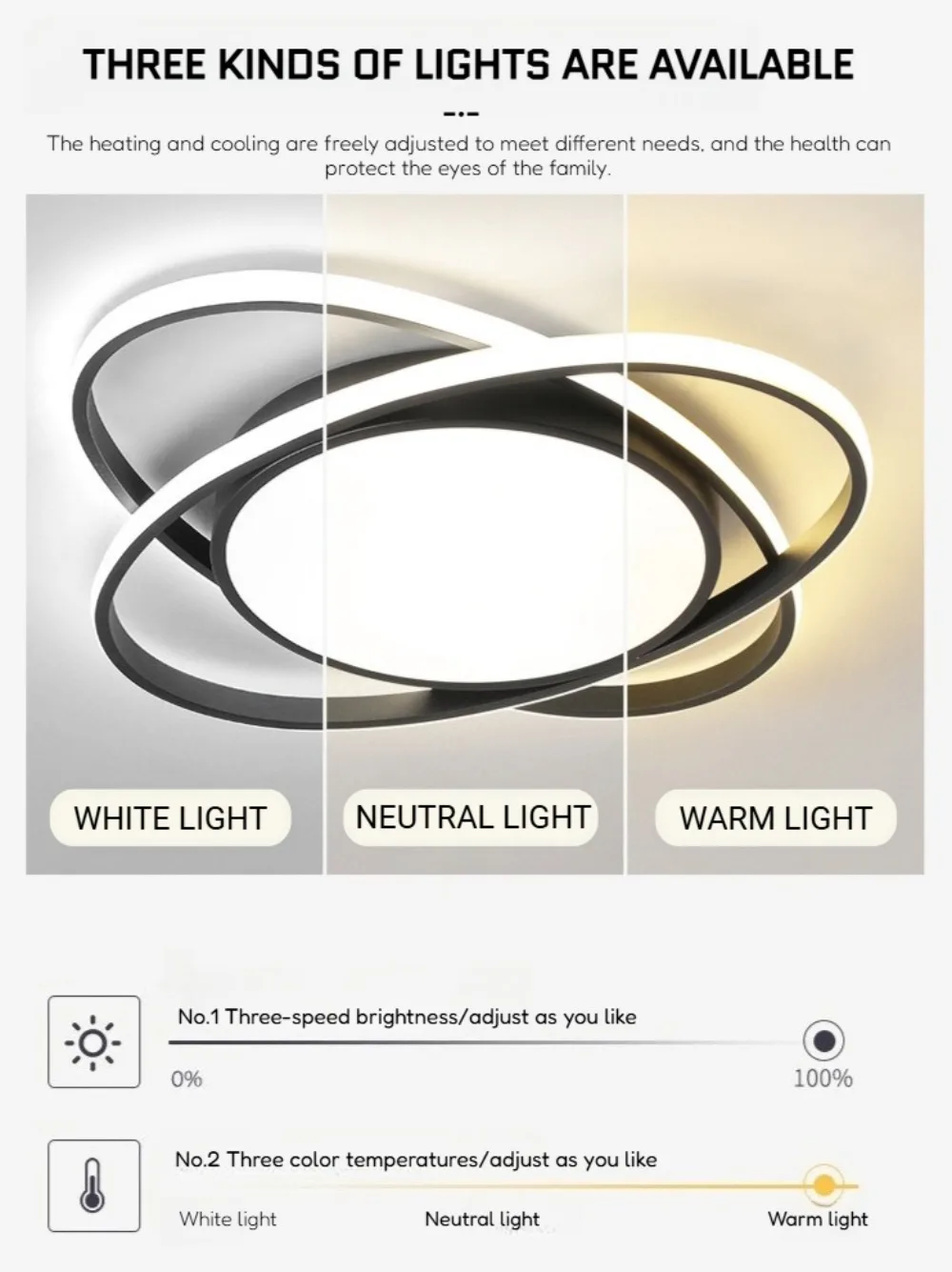 الحديثة LED غرفة المعيشة مصباح السقف البيضاوي φ53 سنتيمتر عكس الضوء مصباح السقف لغرفة النوم غرفة الطعام غرفة المعيشة استوديو الممر مكتب #3