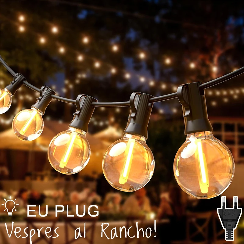 

Outdoor String Light 15 m LED G40 Bulbs 50+2 Replacement Indoor Waterproof Warm White Decorative Garland for Garden 220V EU Plug