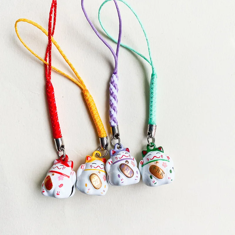 1pcs Cut Cartoon Cat Panda Animal Lucky Bell Phone Straps Charm Phone Accessories Kawaii  Lanyards for Keychain Accessories Gift