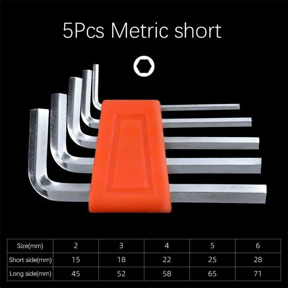 Short Hex Key Set, chave sextavada, chave métrica, Polegada, tamanho L, conjunto de ferramentas chave, fácil de transportar, hardware de bolso, 5 pcs, 8 pcs, 11 pcs