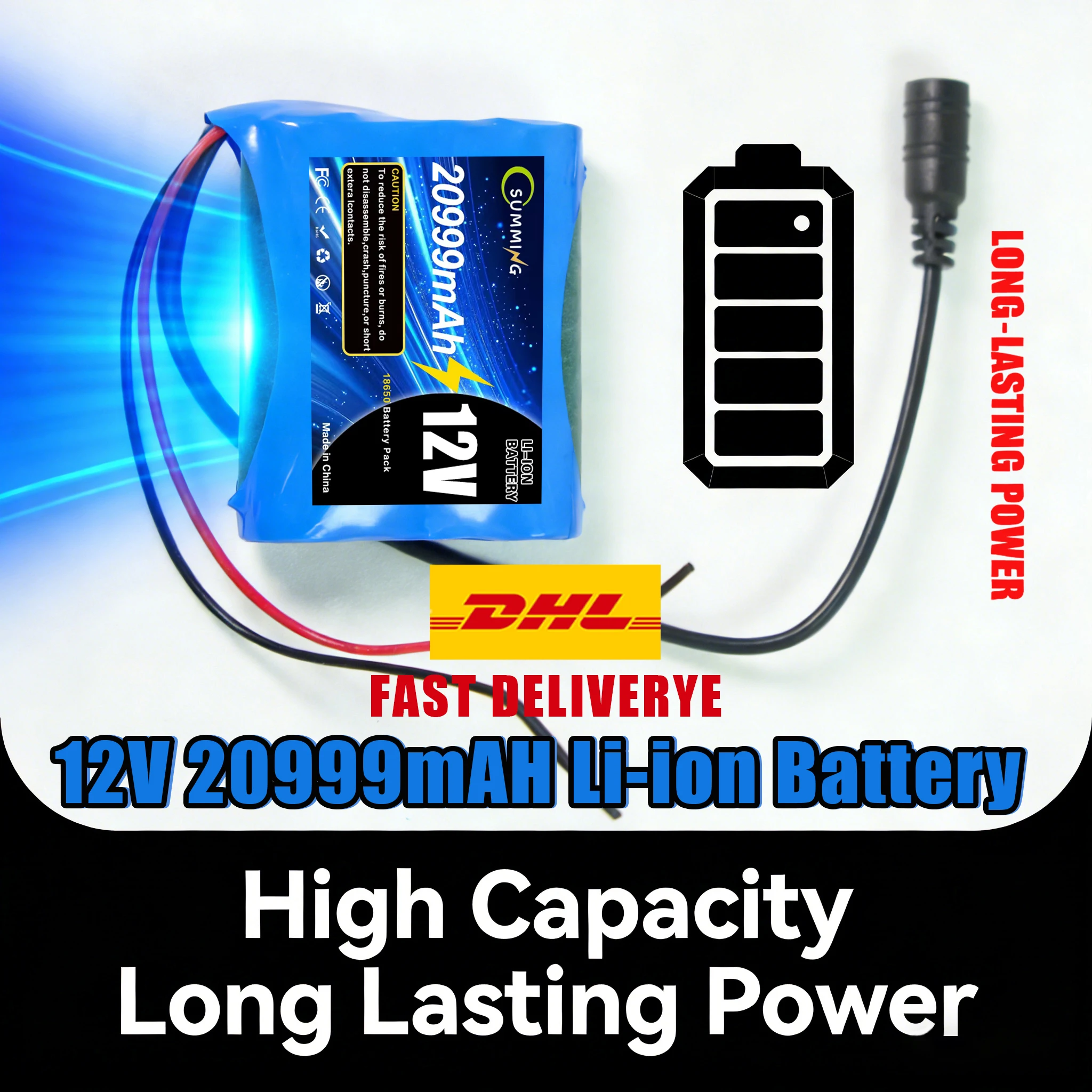 

Литий-ионный аккумулятор 12В 20.9Ач, 100% новый, конфигурация 3S1P с защитной платой и быстрым зарядным устройством Долгий срок службы