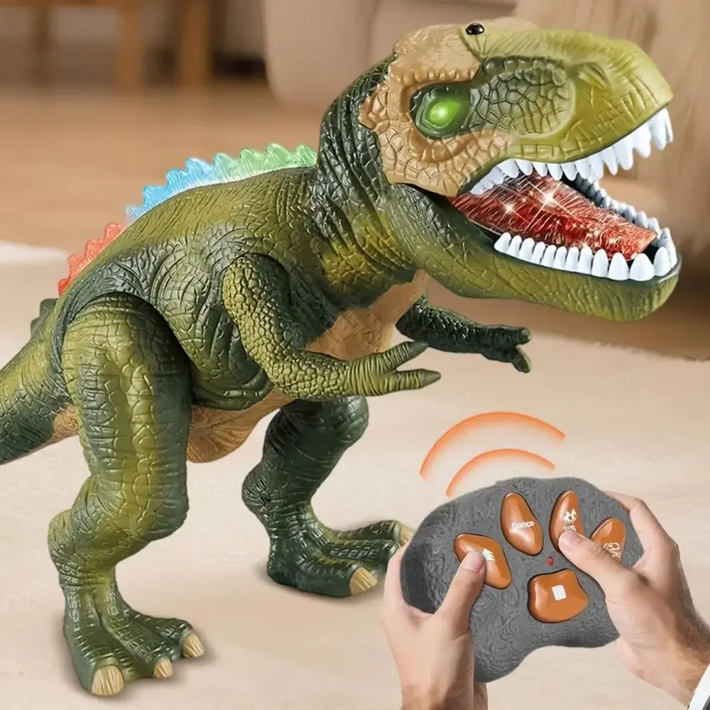 Inertial Sliding RC Dinosaur Car Models Cartoon Remote Control Robot Portable Durable Simulation T-Rex Toddlers Children