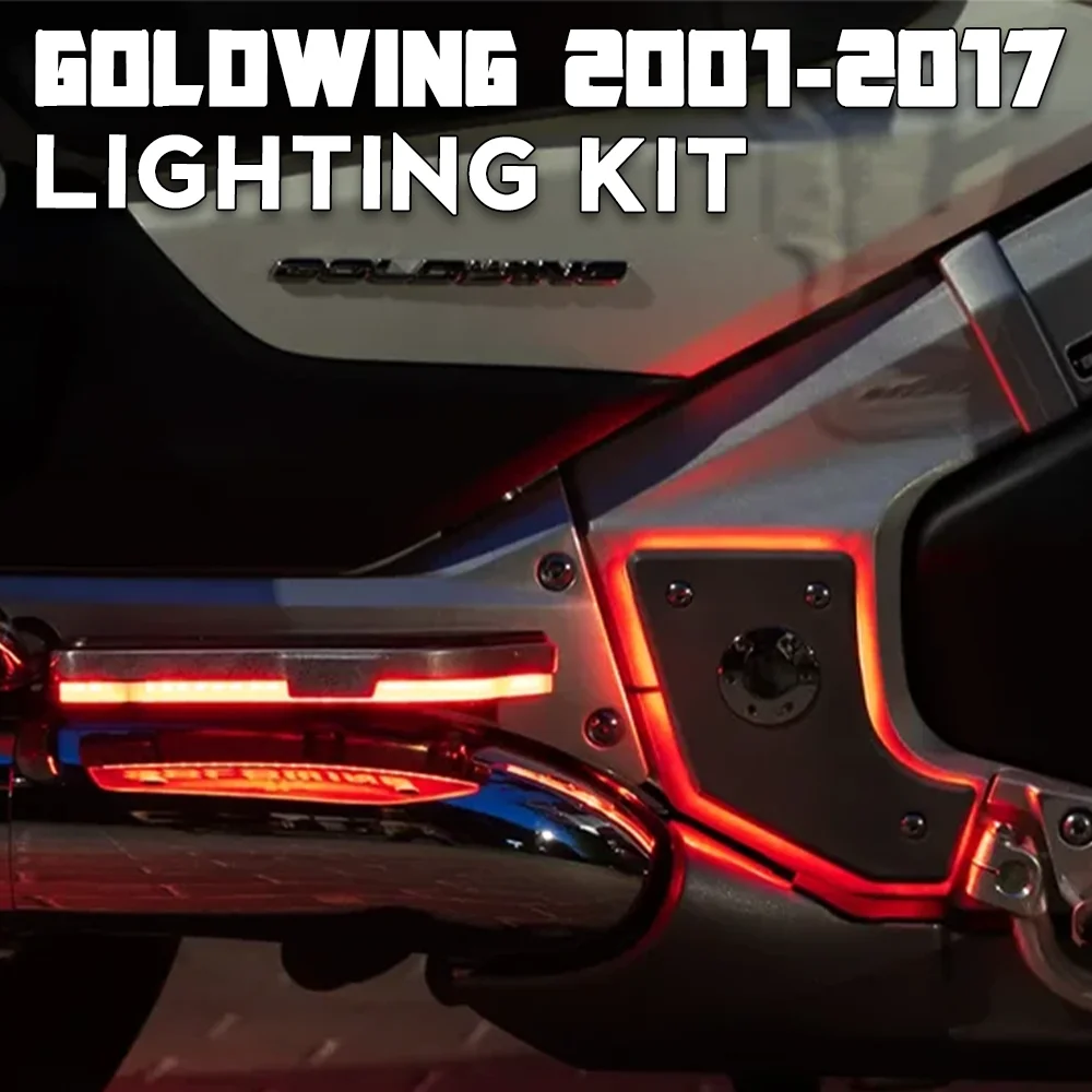 for HONDA GOLDWING 2001 - 2017 LED Lining Passenger Footrests GOLD WING 1800 Lighting Lining On The Frame GL1800 LED LOGO RINGS