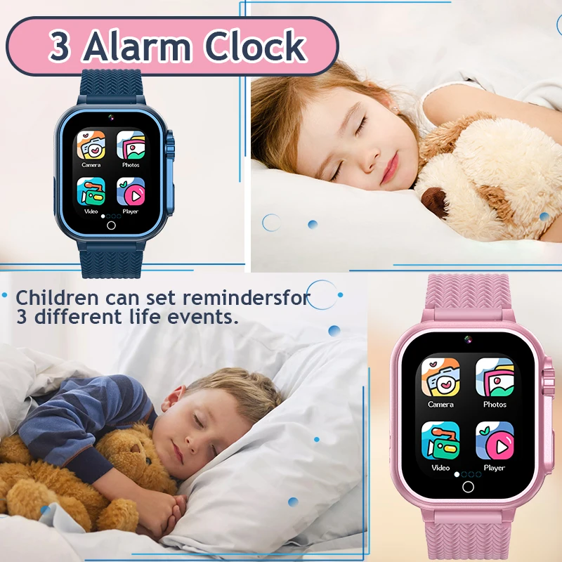 Crianças relógio inteligente meninas de 3-14 anos de idade, 24 jogos tela de toque de alta resolução crianças assistir cinto câmera leitor de música ped