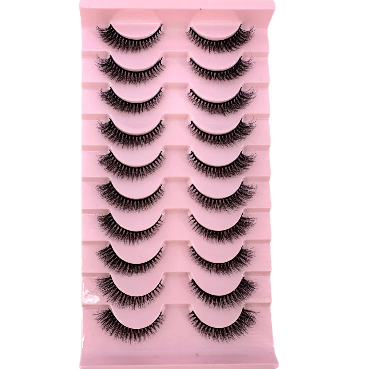 10 par 8-14mm rzęsy naturalne krótkie rzęsy z norek puszyste długie sztuczne rzęsy makijaż rzęsy kota rzęsy z norek rzęsy wielokrotnego użytku