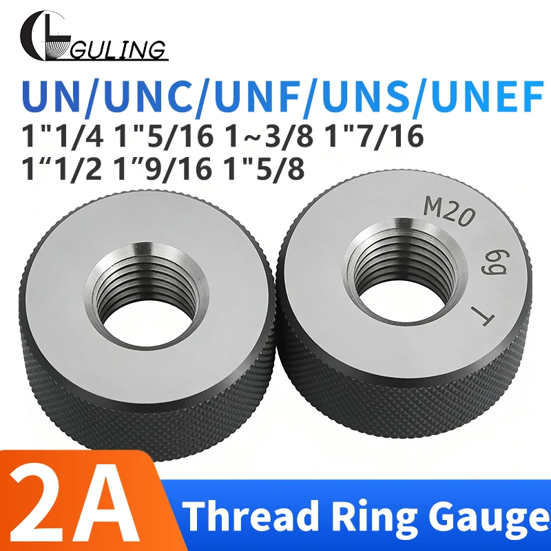 1SET(1*GO+1*NOGO)2A 1''1/4 1''5/16 1''3/8 1''7/16 1''1/2 1''9/16 1''5/8 UN/UNC/UNF/UNS/UNEF America Fine Tooth Thread Ring Gauge