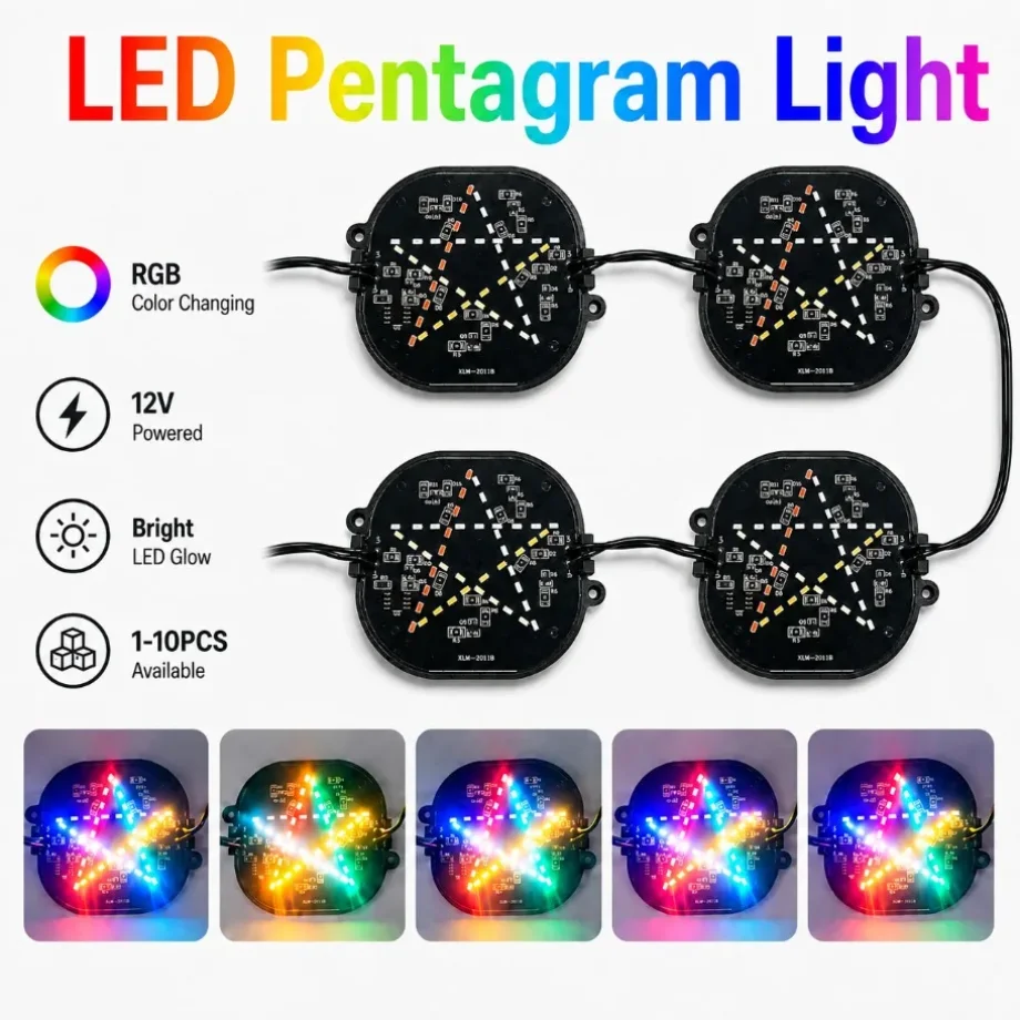 1-10PCS RGB Color Changing Five‑Pointed Star LED Module DC12V LED Pentagram Light Board for Carnival Party Decorative Lighting
