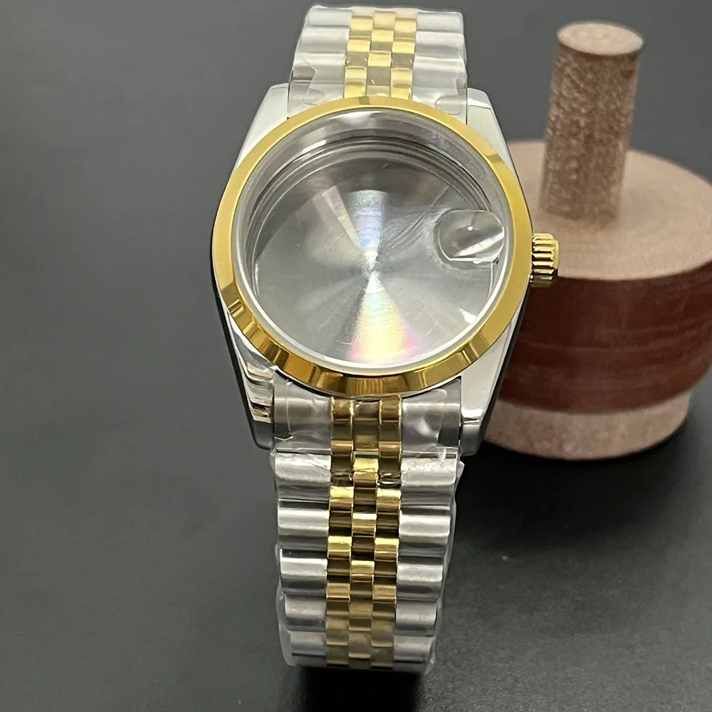 

Semi-golden tooth bezel, stainless steel 36MM, suitable for NH35 mechanical movement, clock polishing accessories, case