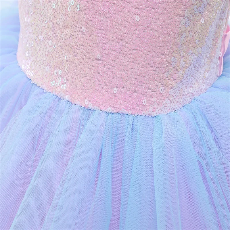 Unicorn Princess Dress for Girls Sequined Rainbow Unicorn Birthday Party Dresses Cake Layers Prom Gown Wedding Pageant Clothes