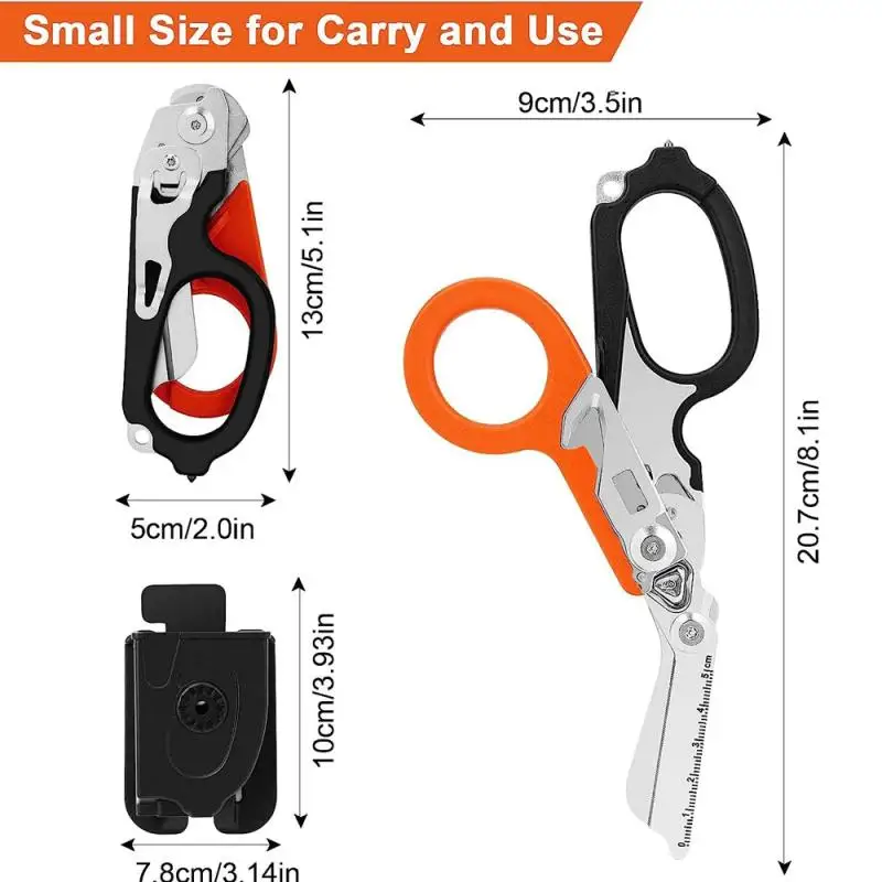 Raptor Emergency Response Shears Multifunctional Scissors With Strap Cutter And Glass Breaker With Compatible Holster