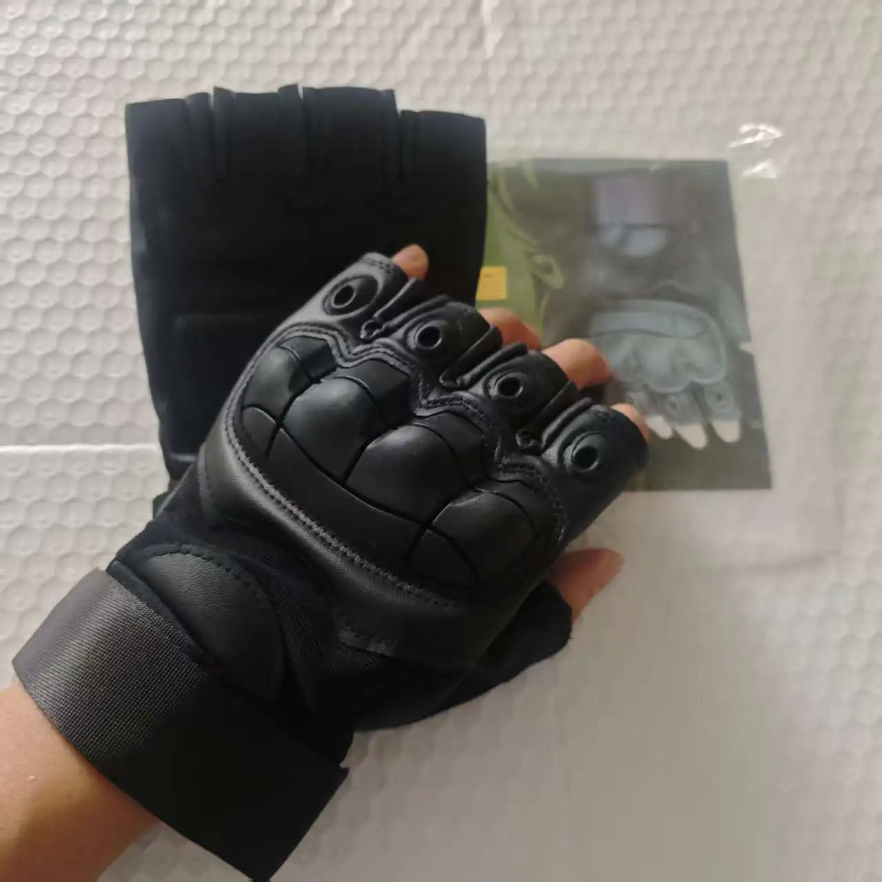 

Men Women PU Leather Half Finger Motorcycle Gloves Airsoft Combat Hunting Paintball Outdoor Work Anti-skid Fingerless Guantes