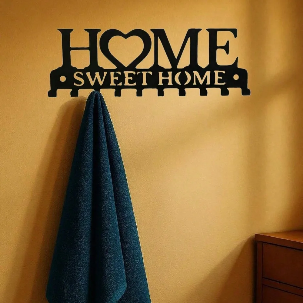 1 llavero negro montado en la pared, elegante organizador de entrada de Metal con ganchos para llaves, abrigos, sombreros, bufandas, duradero para pasillo