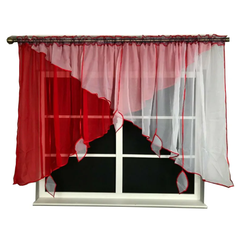 Morden Sheer Curtains with Pendant Design, Fashionable Voile for Living Room, Kitchen, Balcony Window Curtain, 1PC