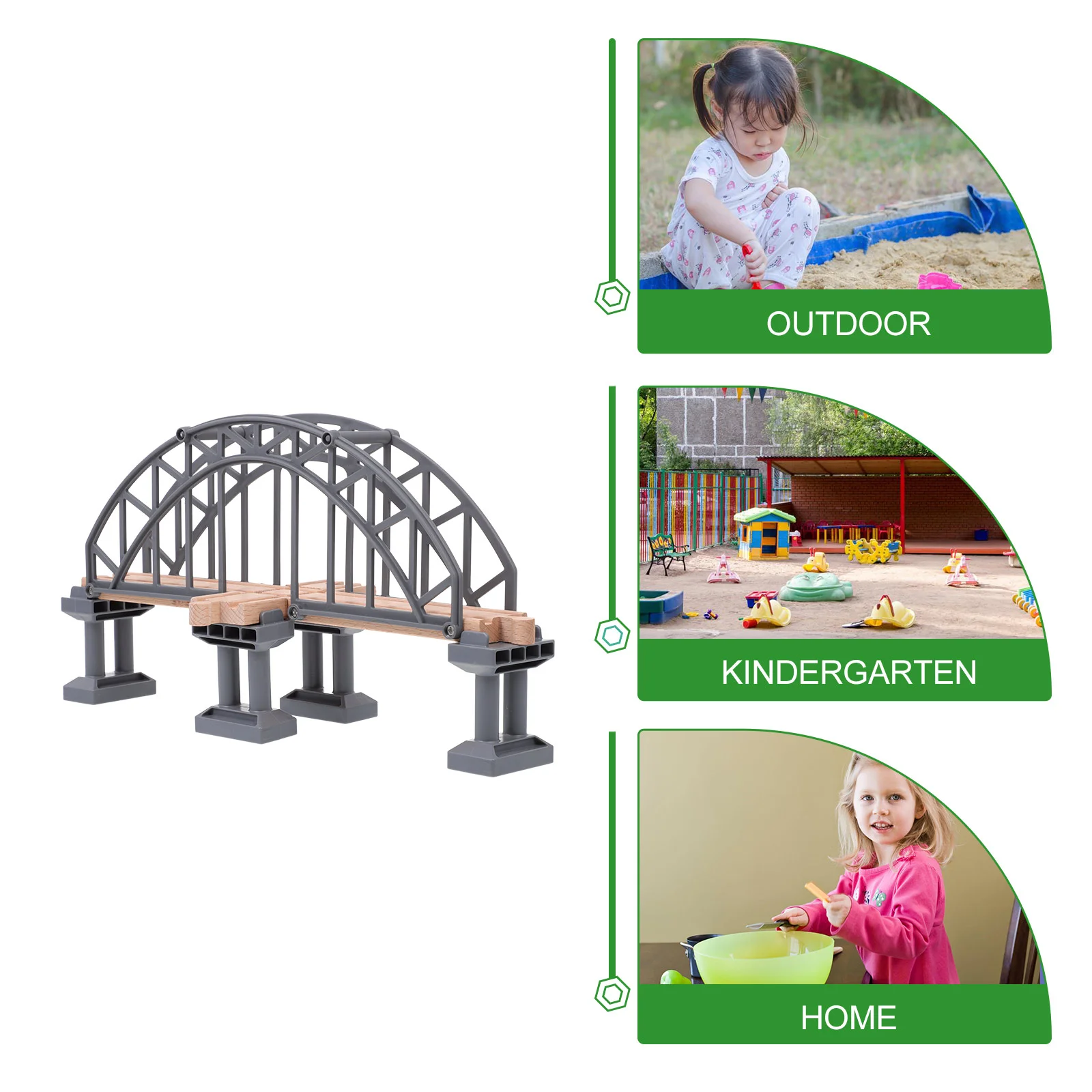 Speelgoedbrug Kinderen Spoorweguitbreiding Trein Scène Peuterspeelgoed Kid Layout Prop Spoormodel Schorsing Grijs Abs Kinderen