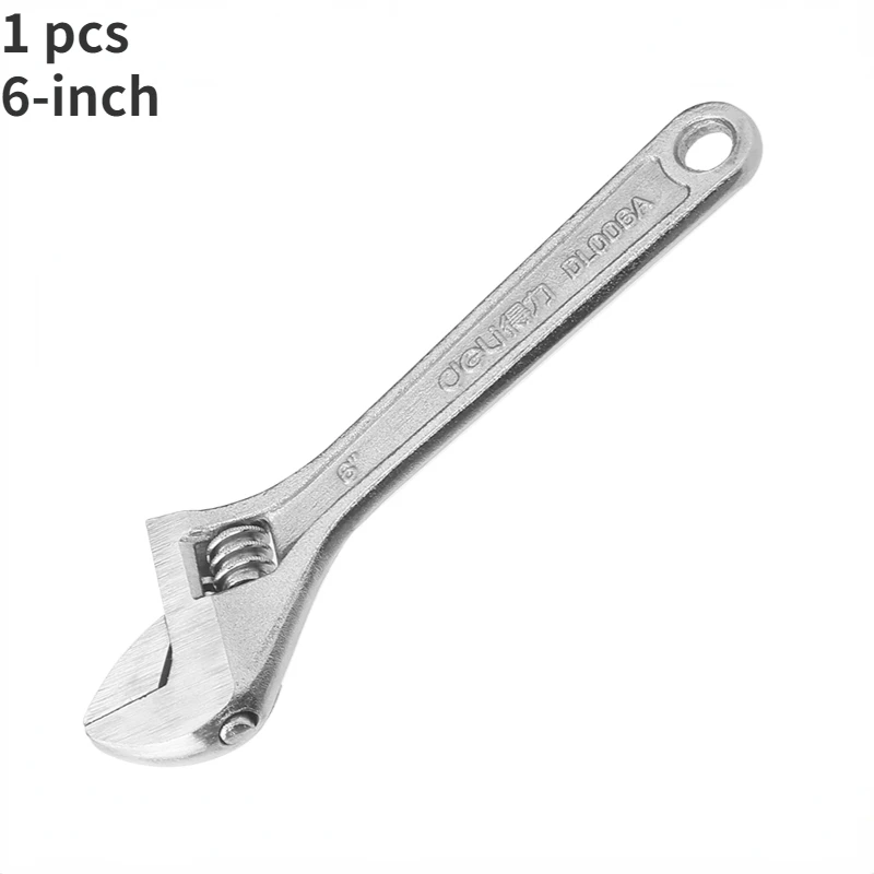 Deli 1 Pcs 6/8/10 Inch High Carbon Steel Adjustable Wrench Household Hand Tool Multifunction Electrician Portable Repair Wrench