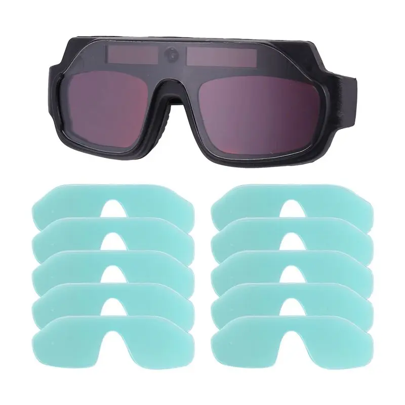 ABWR-Auto Darkening Welding Goggles Anti-Scratch Large View Welder Glasses For Plasma Cut With 10 Pcs Lenses